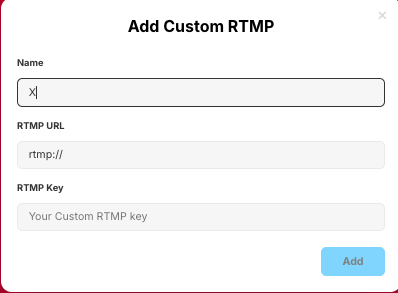 x add custom rtmp